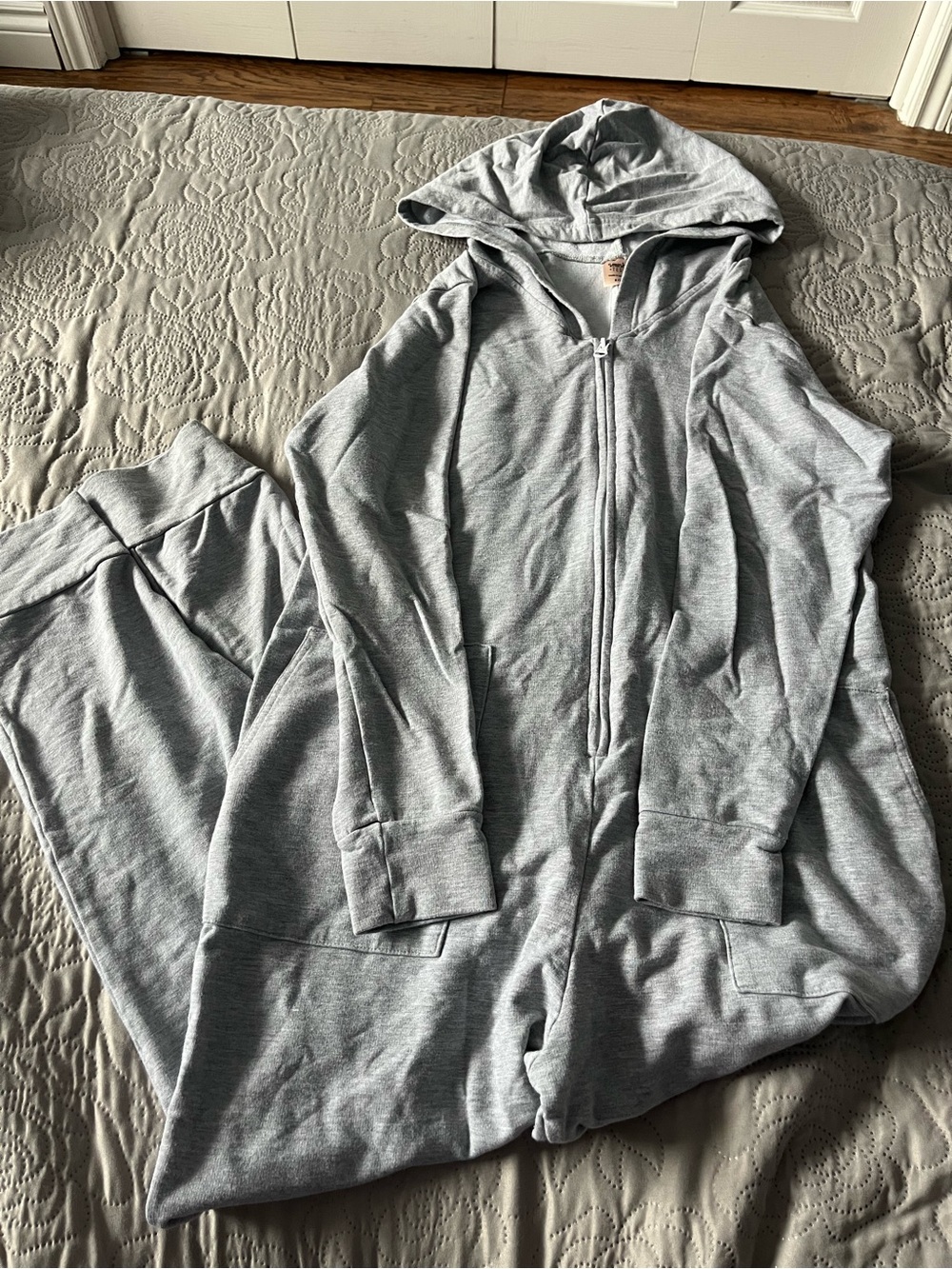 Smash + Tess Light Gray Hooded Jumpsuit